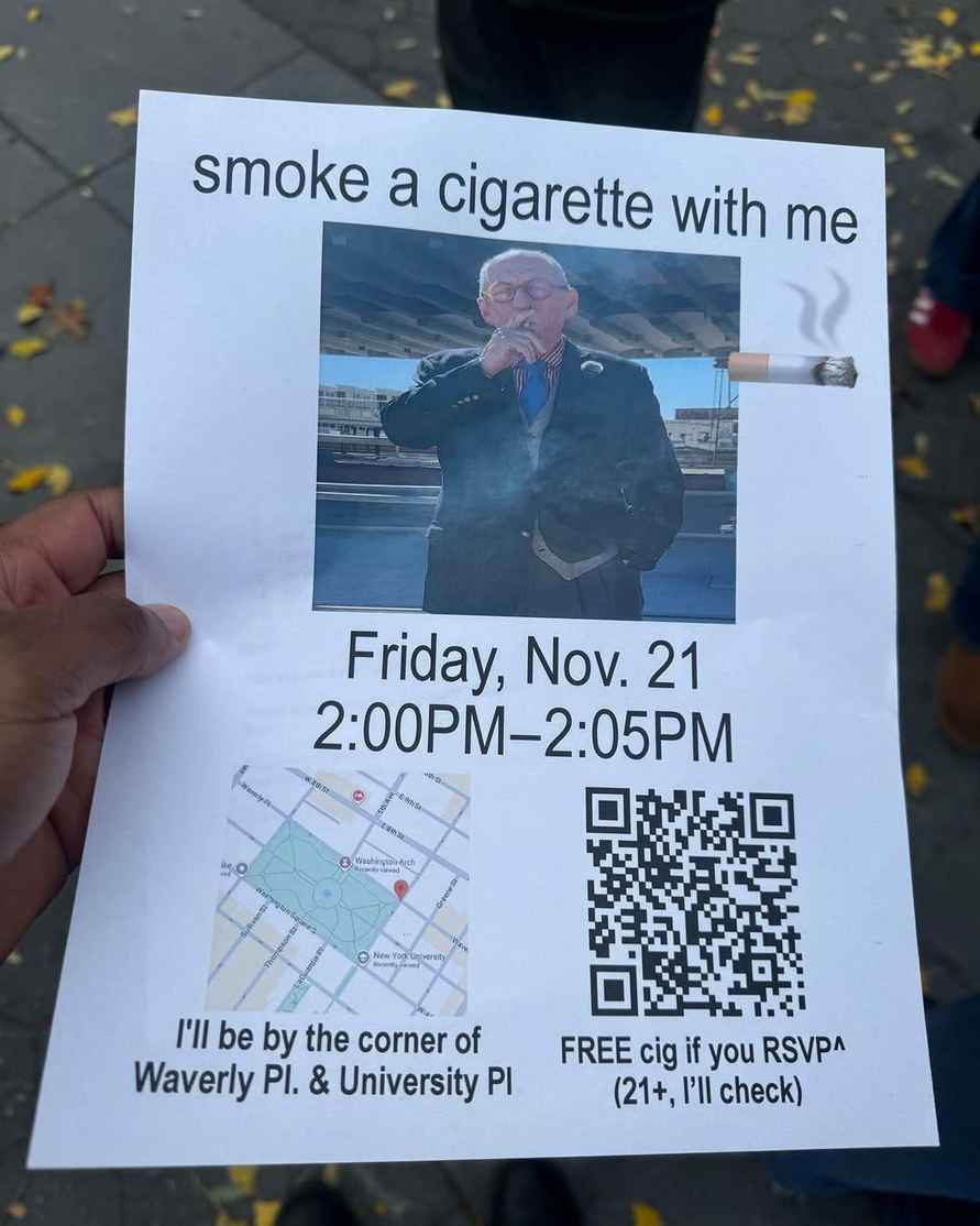 В Нью-Йорке тысячи жителей устроили массовый перекур по призыву пенсионера