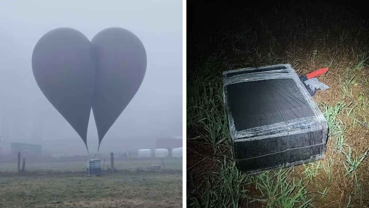 Польские пограничники показали «воздушный шар из Беларуси» с грузом на 81 тыс. рублей