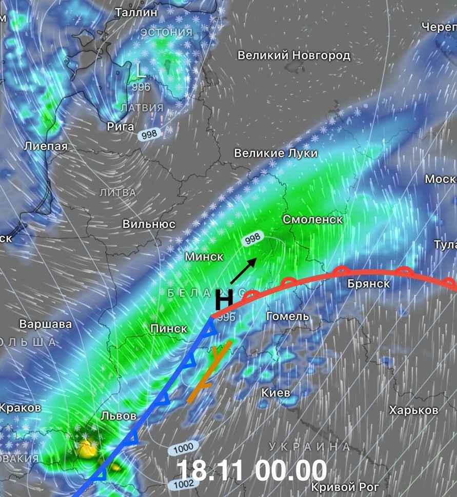 На Беларусь надвигается южный циклон. Где ждать снегопады, а где - локальные грозы?