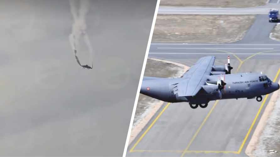 Турецкий военно-транспортный "Геркулес" развалился прямо в небе