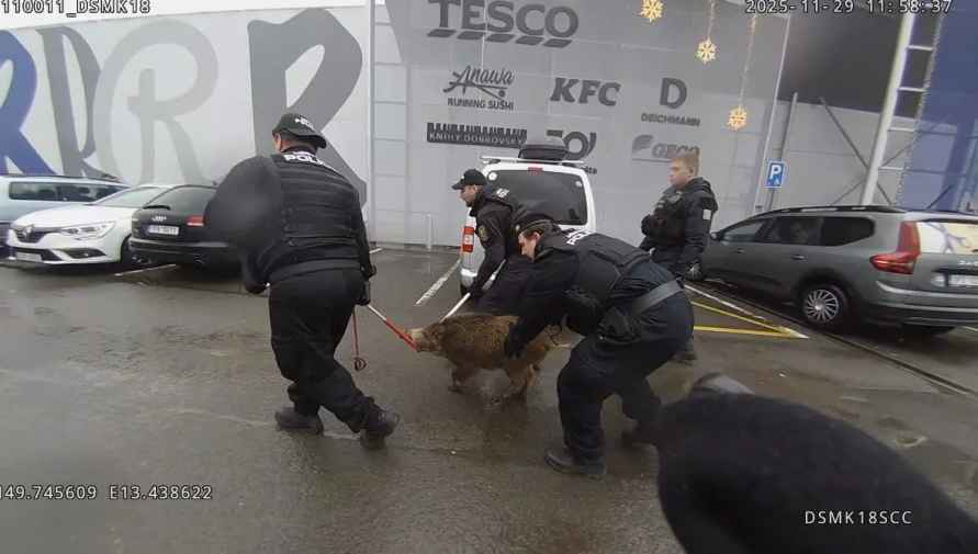 Дикий кабан устроил переполох в торговом центре