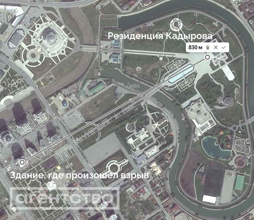 Беспилотник поразил небоскреб в Грозном рядом с резиденцией Кадырова