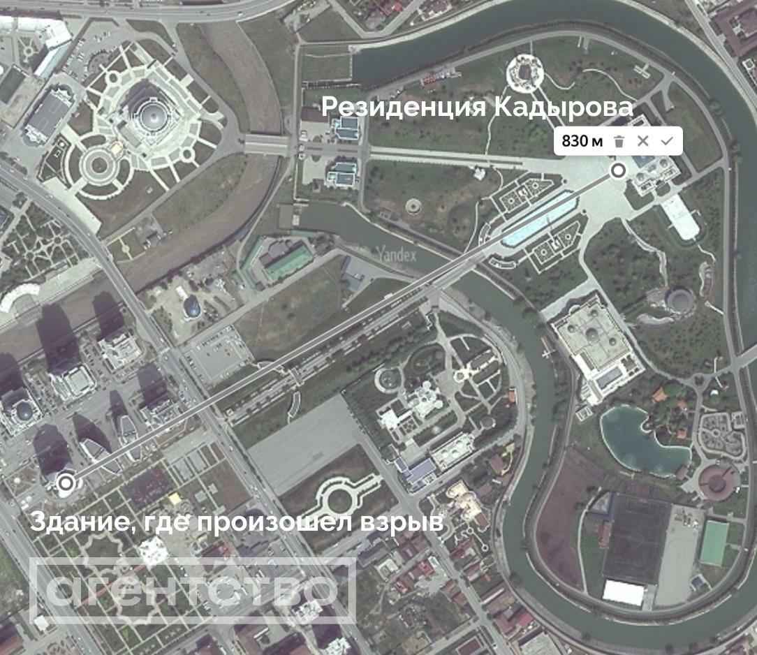 Беспилотник поразил небоскреб в Грозном рядом с резиденцией Кадырова