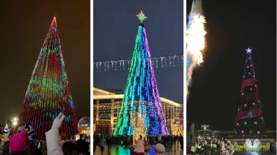 В облцентрах Беларуси массово зажгли ёлки. Где устроили целый карнавал?