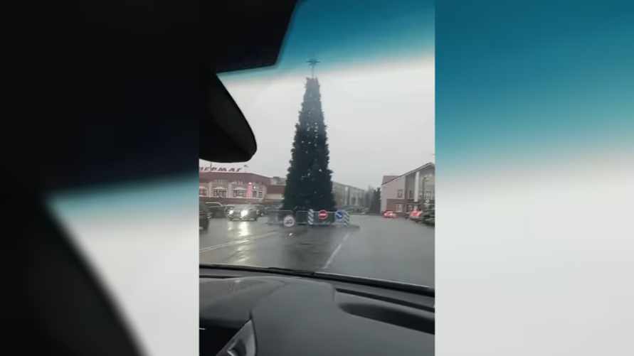 В Смолевичах ёлку обвинили в «нарушении ПДД». Местные не согласились – «Всегда так ставят»