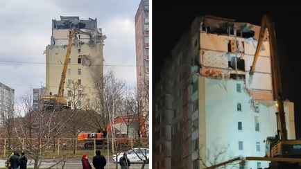 Гомельчане показали, как разбирают многоэтажку, где произошел взрыв