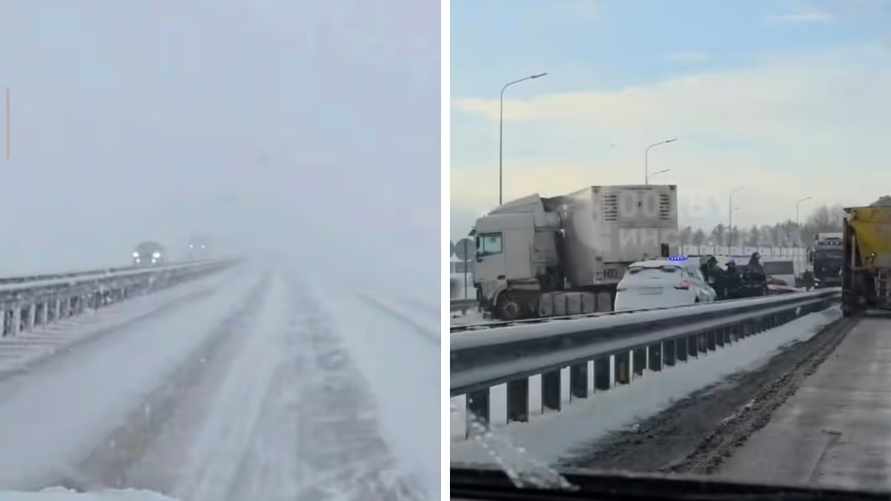 Центр Беларуси накрыли снегопады и ДТП