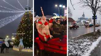 На конях, тракторах и байках. Белорусы показали, как Деды Морозы зажигали ёлки в райцентрах