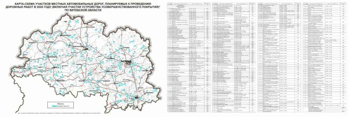 Появились карты дорог в Беларуси, которые будут ремонтировать в 2026 году