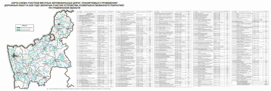 Появились карты дорог в Беларуси, которые будут ремонтировать в 2026 году