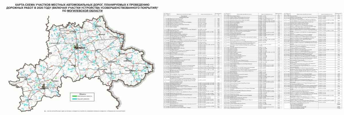 Появились карты дорог в Беларуси, которые будут ремонтировать в 2026 году
