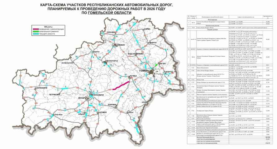 Появились карты дорог в Беларуси, которые будут ремонтировать в 2026 году