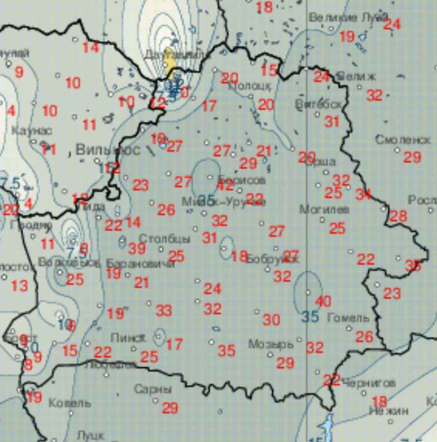 Высота снега в Беларуси на утро 9 января