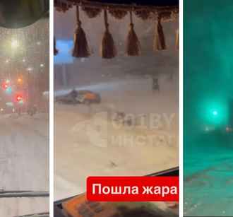 «Пошла жара»: белорусы поделились видео снегопада и первых ДТП из-за «родственника Хавьера»