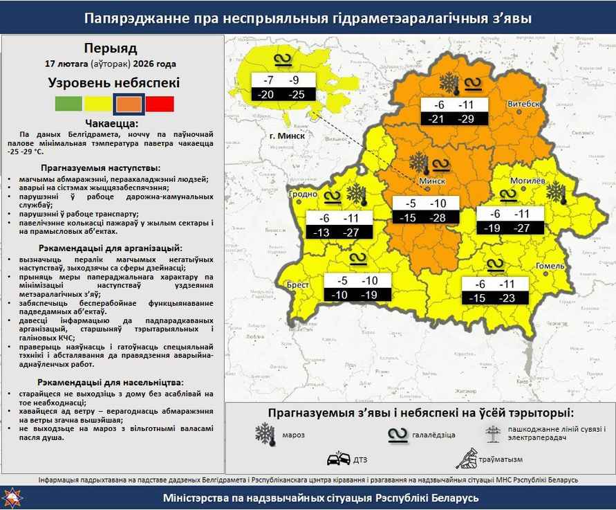 Оранжевая опасность шагает по Беларуси. Кому потребуется «небольшое количество алкоголя», а кому — сидеть дома