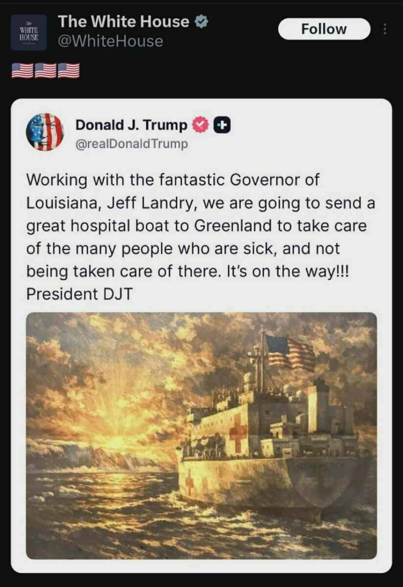 Трамп отправил в Гренландию корабль-госпиталь. Никто не знает почему