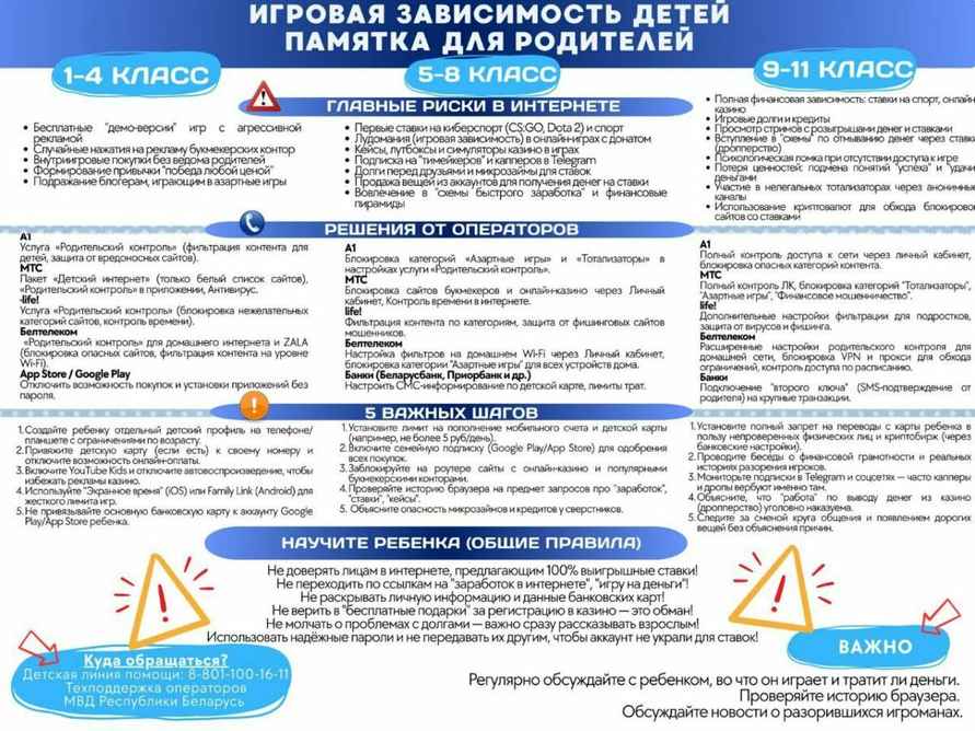 Проверка браузера и лимит по картам. Минобразования РБ дало родителям инструкцию против детской лудомании