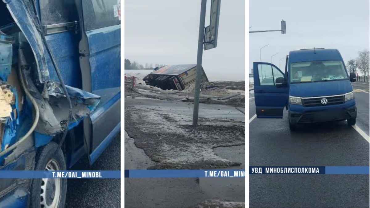 Под Слуцком грузовик протаранил маршрутку