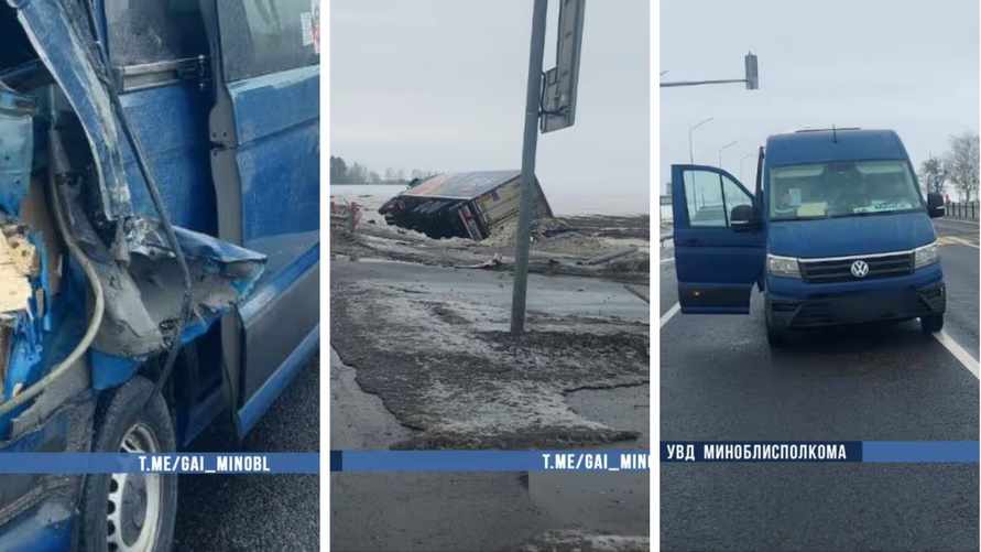 Под Слуцком грузовик протаранил маршрутку