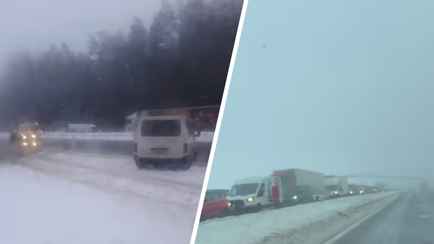 На трассе М1 под Минском трёхкилометровая пробка из-за нескольких ДТП