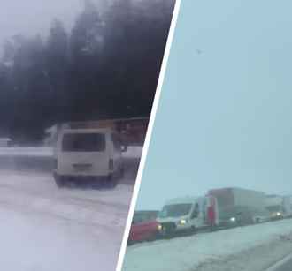 На трассе М1 под Минском трёхкилометровая пробка из-за нескольких ДТП