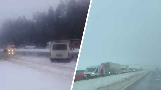 На трассе М1 под Минском трёхкилометровая пробка из-за нескольких ДТП