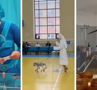 В халате и с роботами. Казахстанцы превратили в маскарад референдум по новой Конституции