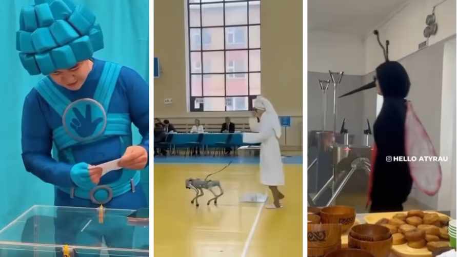 В халате и с роботами. Казахстанцы превратили в маскарад референдум по новой Конституции