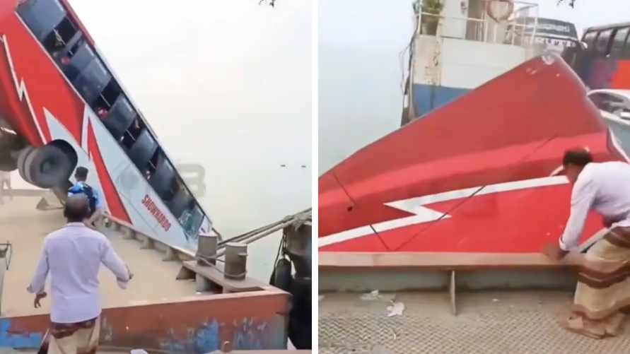 Автобус с десятками пассажиров на глазах у очевидцев ушел под воду