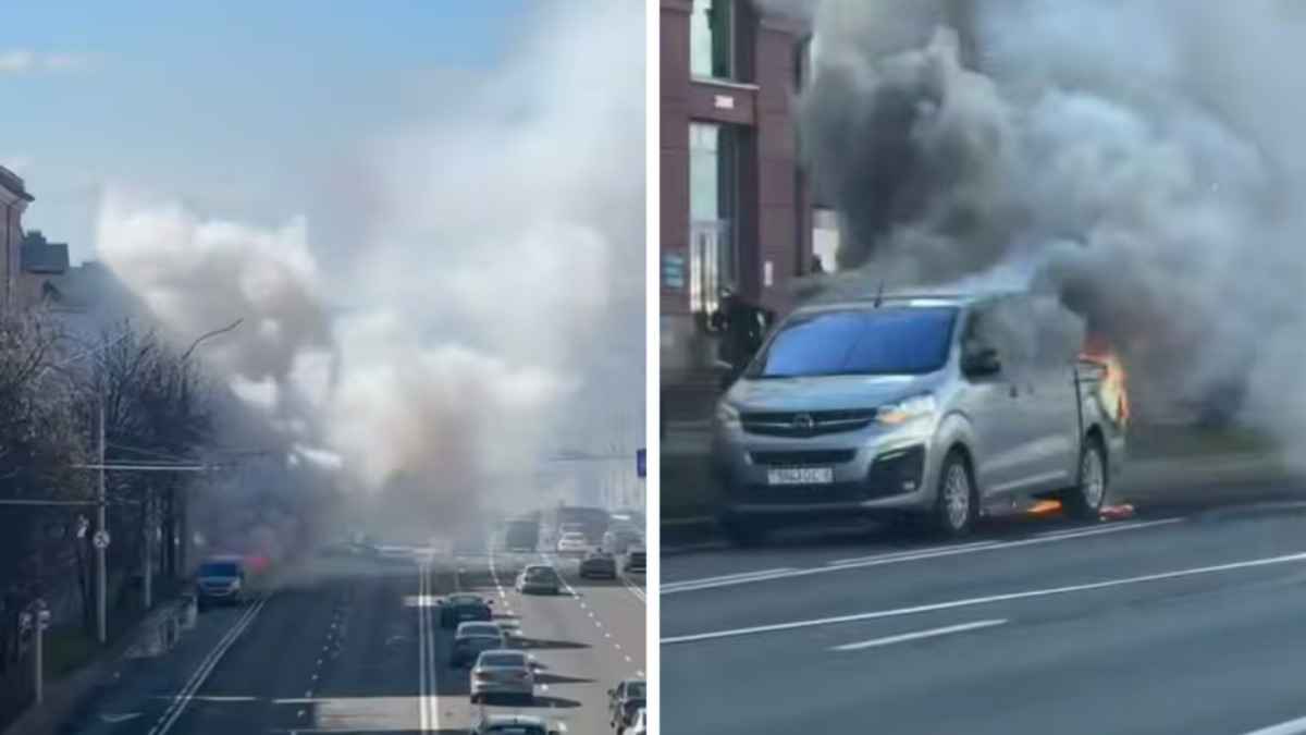 В центре Минска загорелся автомобиль