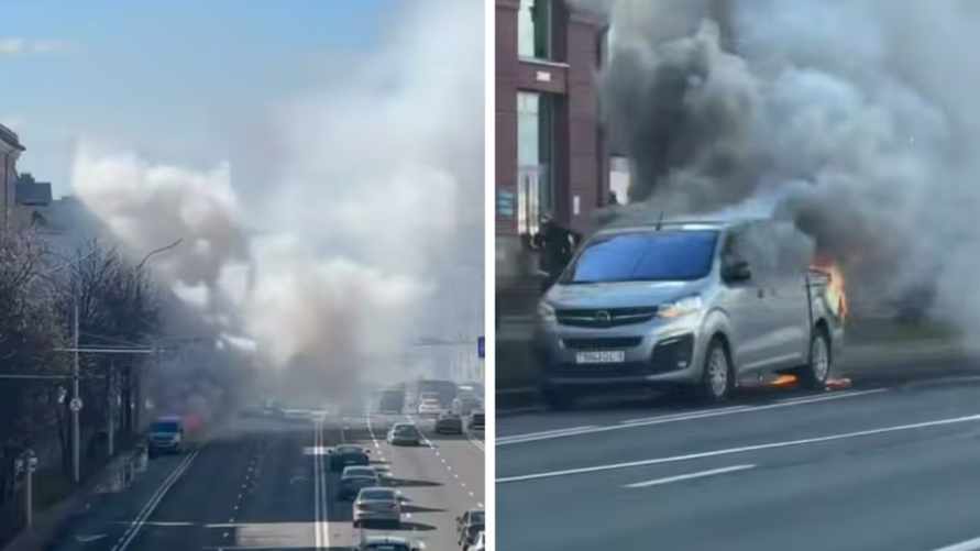 В центре Минска загорелся автомобиль