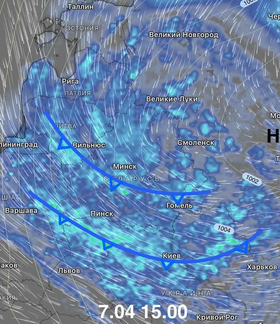Вторичные фронты Рапунцель принесли в Беларусь похолодание до -4°С, мокрый снег и грозы