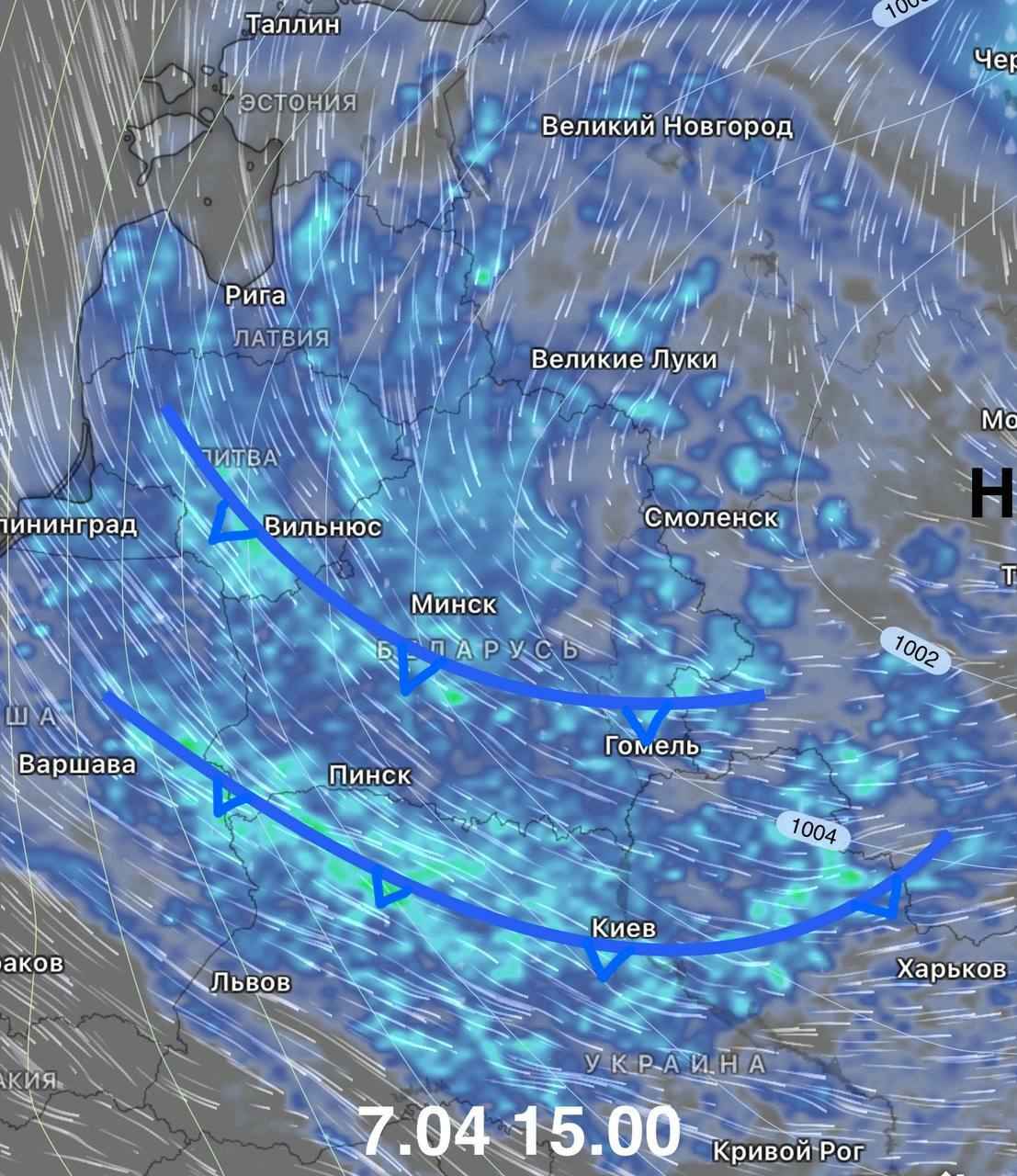 Вторичные фронты Рапунцель принесли в Беларусь похолодание до -4°С, мокрый снег и грозы