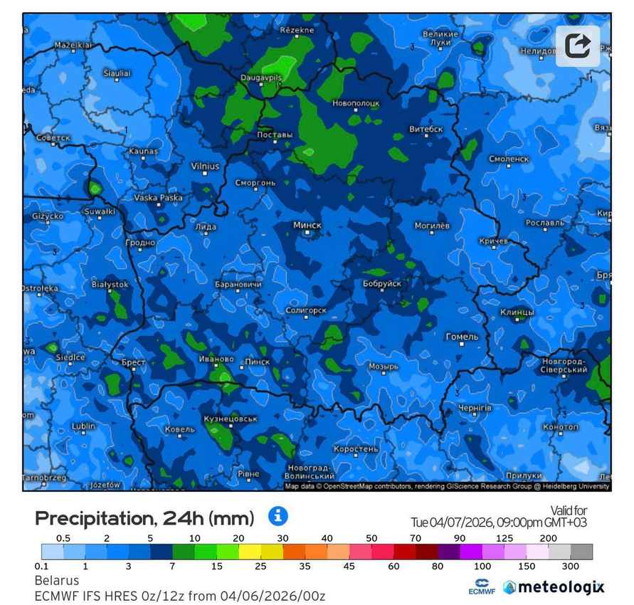 Вторичные фронты Рапунцель принесли в Беларусь похолодание до -4°С, мокрый снег и грозы