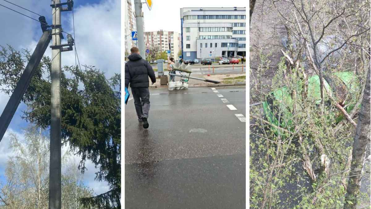 «Оранжевый» ветер в Беларуси валил светофоры, отключал свет и поднимал пылевые бури
