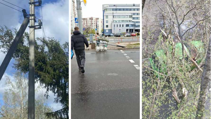 «Оранжевый» ветер в Беларуси валил светофоры, отключал свет и поднимал пылевые бури